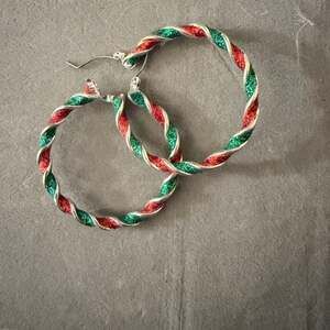 Red and Green Holiday Twist Hoop Earrings